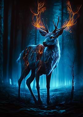 Blue Deer Glowing