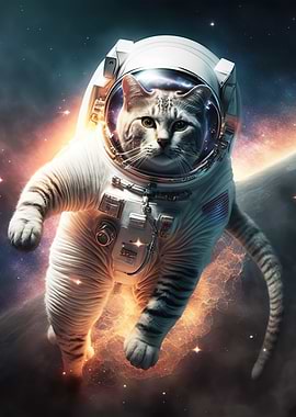 Astronaut Cat in space