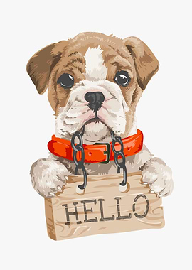 Little puppy with hello