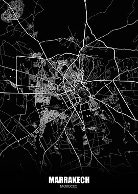 Marrakech Morocco Dark Map