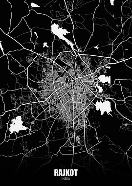 Rajkot India Dark Map