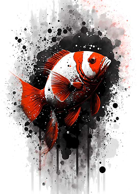Clownfish Ink Painting