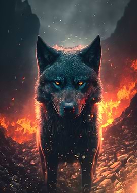 Wild black wolf
