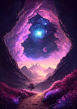 Purple galaxy landscape