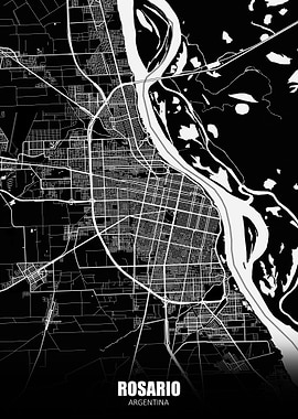 Rosario Argentina Dark Map