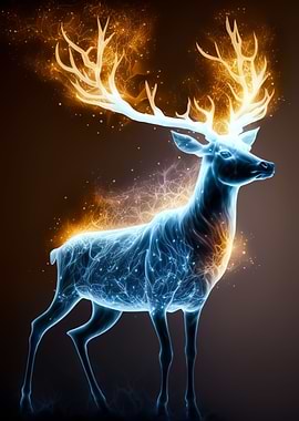 Blue Deer Glowing