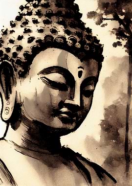 Tranquil Buddha Ink Wash