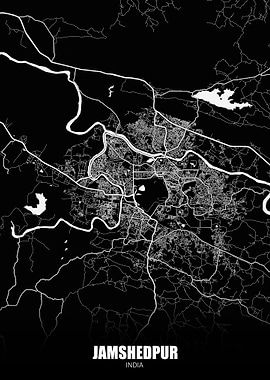 Jamshedpur India Dark Map