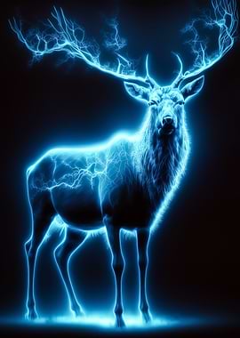 Blue Deer Glowing