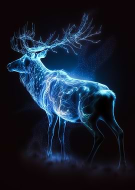 Blue Deer Glowing