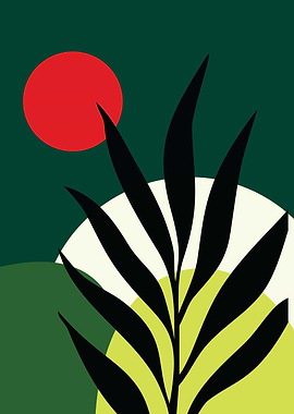 VASE OF TROPICAL PLANT