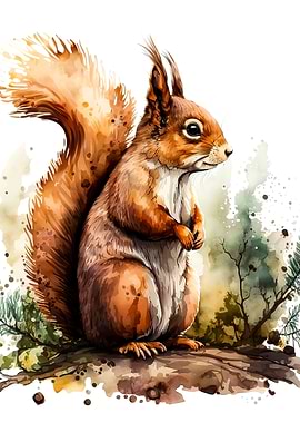 Squirrel Watercolor