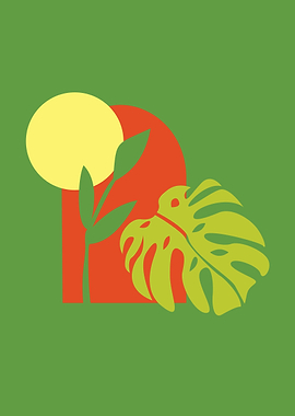 VASE OF TROPICAL PLANT