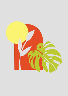 VASE OF TROPICAL PLANT