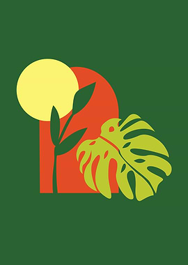 VASE OF TROPICAL PLANT