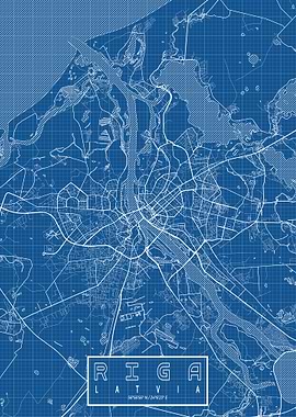 Riga City Map Blueprint