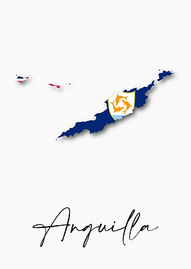 Anguilla Country Map Flag