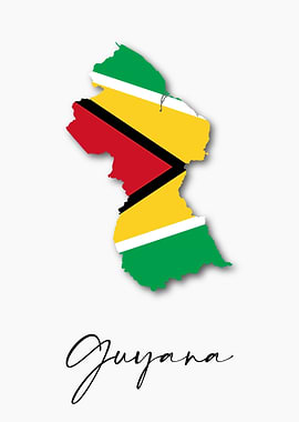 Guyana Country Map Flag