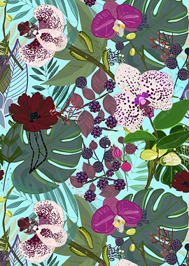 Orchid and cosmos flower