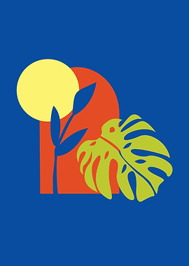 VASE OF TROPICAL PLANT