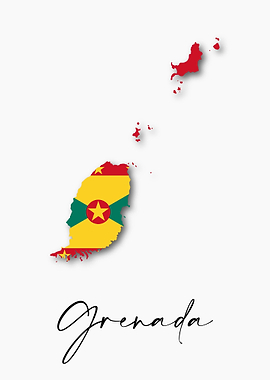 Grenada Country Map Flag