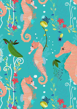 Seahorse and sea plants