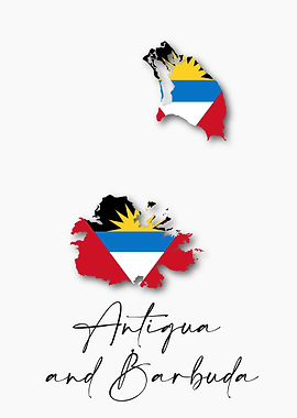 Antigua Barbuda Map Flag
