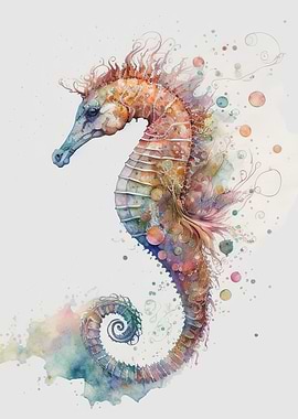 Watercolor seahorse