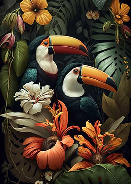 Toucan in jungle style