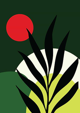 VASE OF TROPICAL PLANT