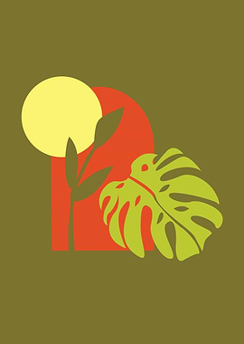 VASE OF TROPICAL PLANT