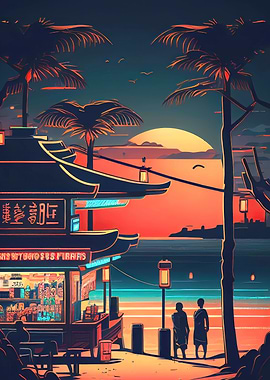 Neon Fantasy Sunset Kiosk