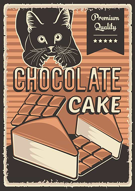 Chocolate cake and cat