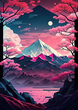 Japan Geometric Neon Art