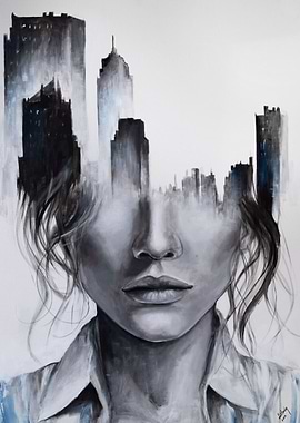 City girl modern painting