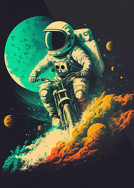 Funny Astronaut And Motor