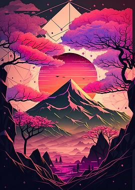 Japan Geometric Neon Art