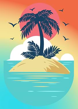 Palm Tree Sunset Ocean