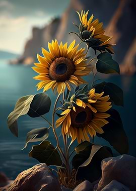Ocean View Sunflowers