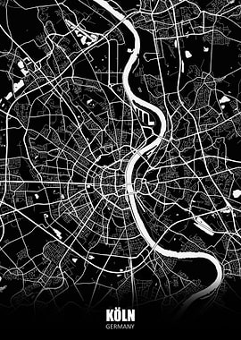 Koln Germany Dark Map