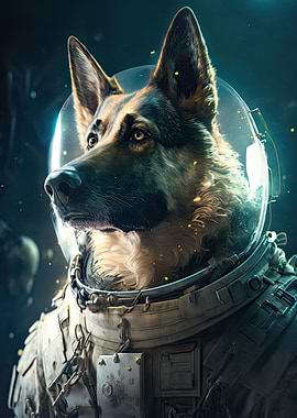German Shepherd Astronaut