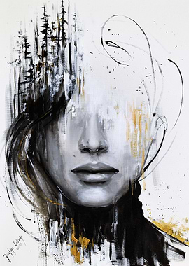 Abstract artwork bnw+ gold