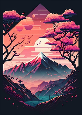 Japan Geometric Neon Art