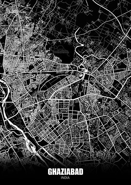 Ghaziabad India Dark Map