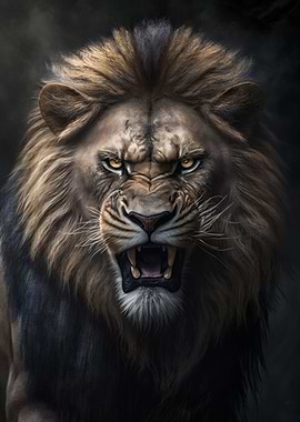 Angry lion