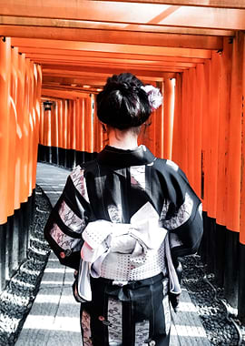 Black Kimono and Red Gates