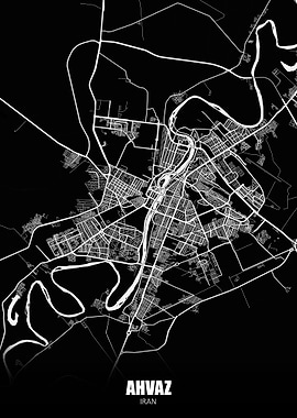 Ahvaz Iran Dark Map