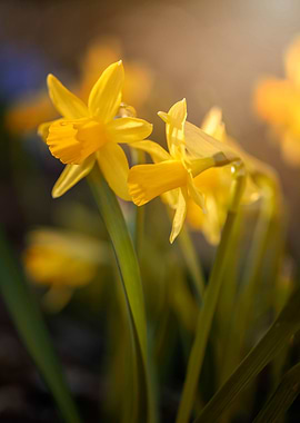 Yellow spring daffodils