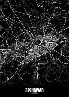 Peshawar Pakistan Dark Map