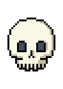 Pixel art skull cute simpl